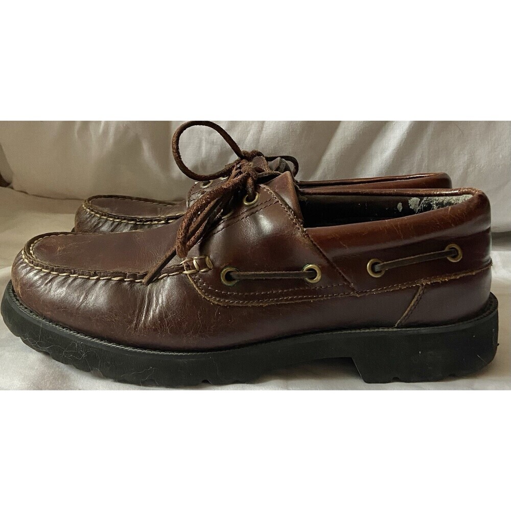 Rockport Mens Brown Leather Boat Deck shoes sz 9.5